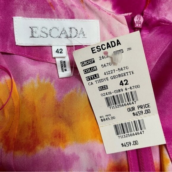 NWT Escada Tiedye Georgette Dress Women Size 42 US L - Picture 6 of 8